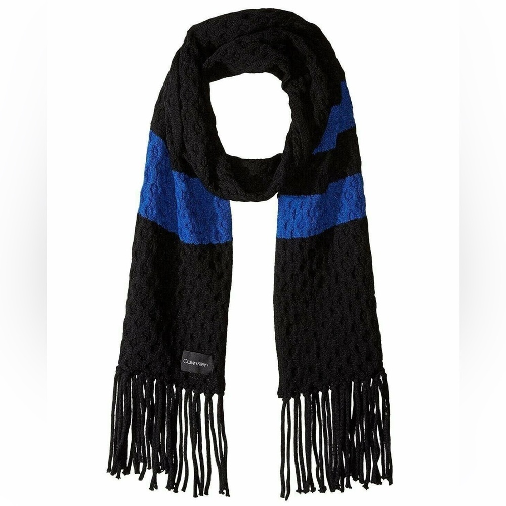 Calvin Klein Black and Blue Women's Scarf